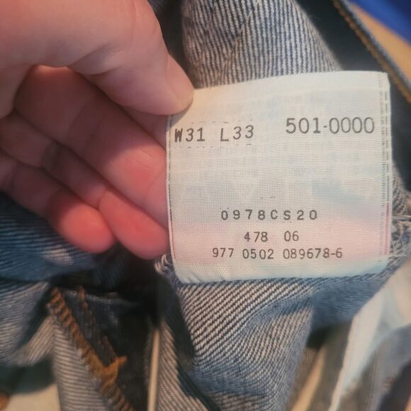 Levi's 501 Button Fly Straight Leg Jeans Men's Size 31 X 33 Blue Denim Workwear - Picture 11 of 13